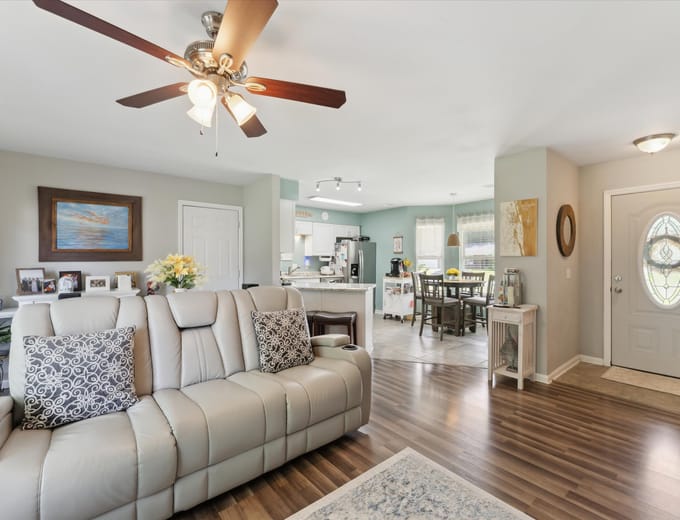 Bright open living room inside a Pooler, GA home